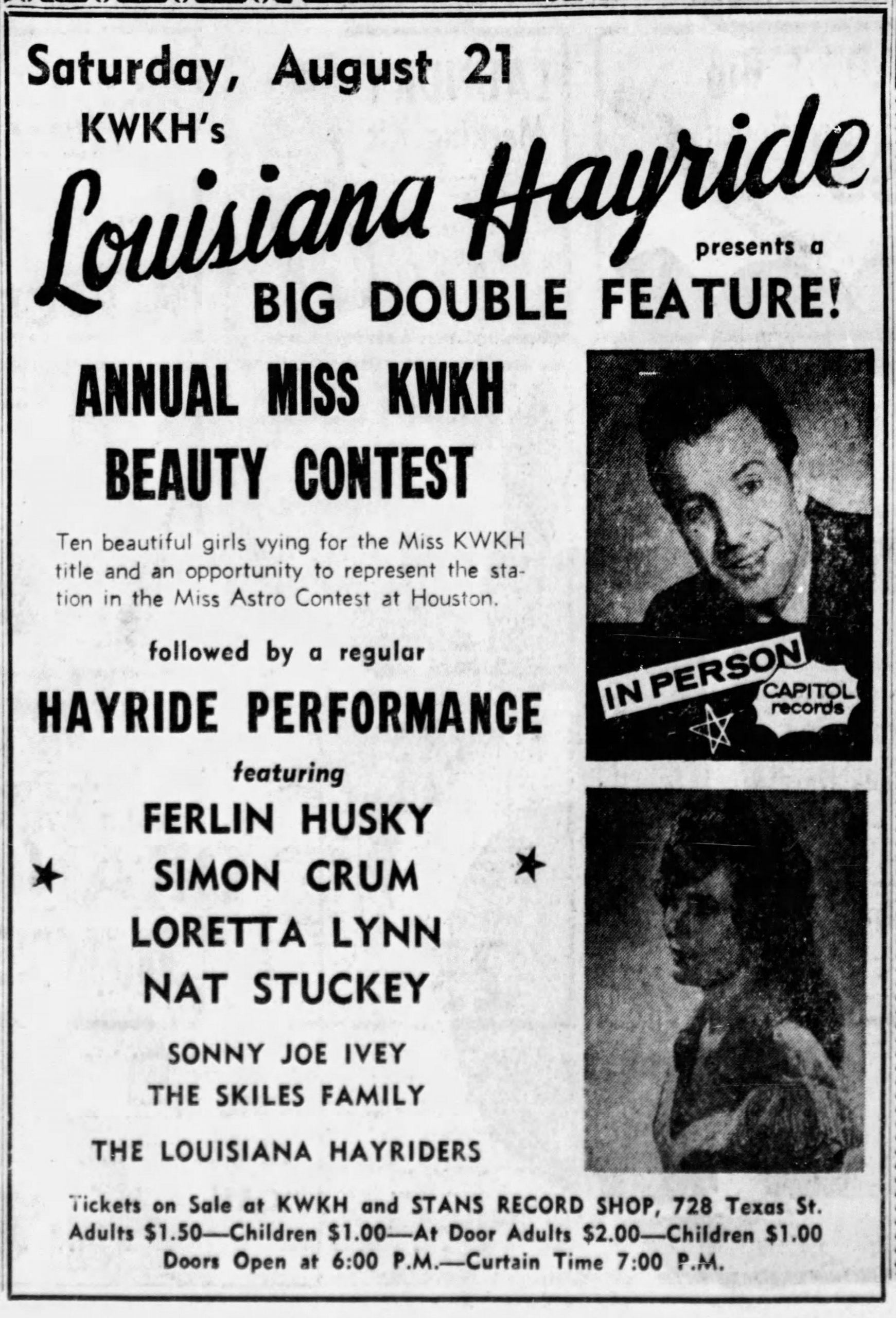 Loretta Lynn appeared at the Louisiana Hayride in Shreveport three ...